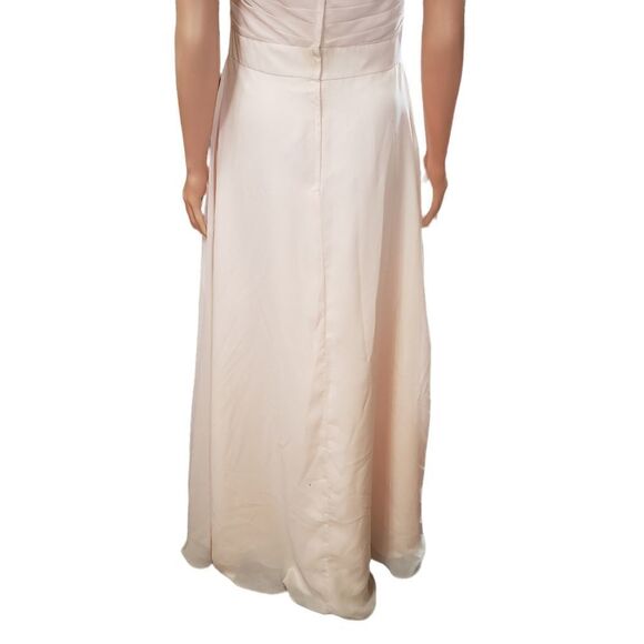 Jordan Peach Blush Pleated Strapless Chiffon Gown Sz 12 - Picture 9 of 16